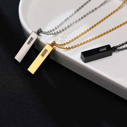 Rockyu メモリアルネックレス スティック型 遺骨ペンダント ジルコニア入り ステンレス製 3色展開