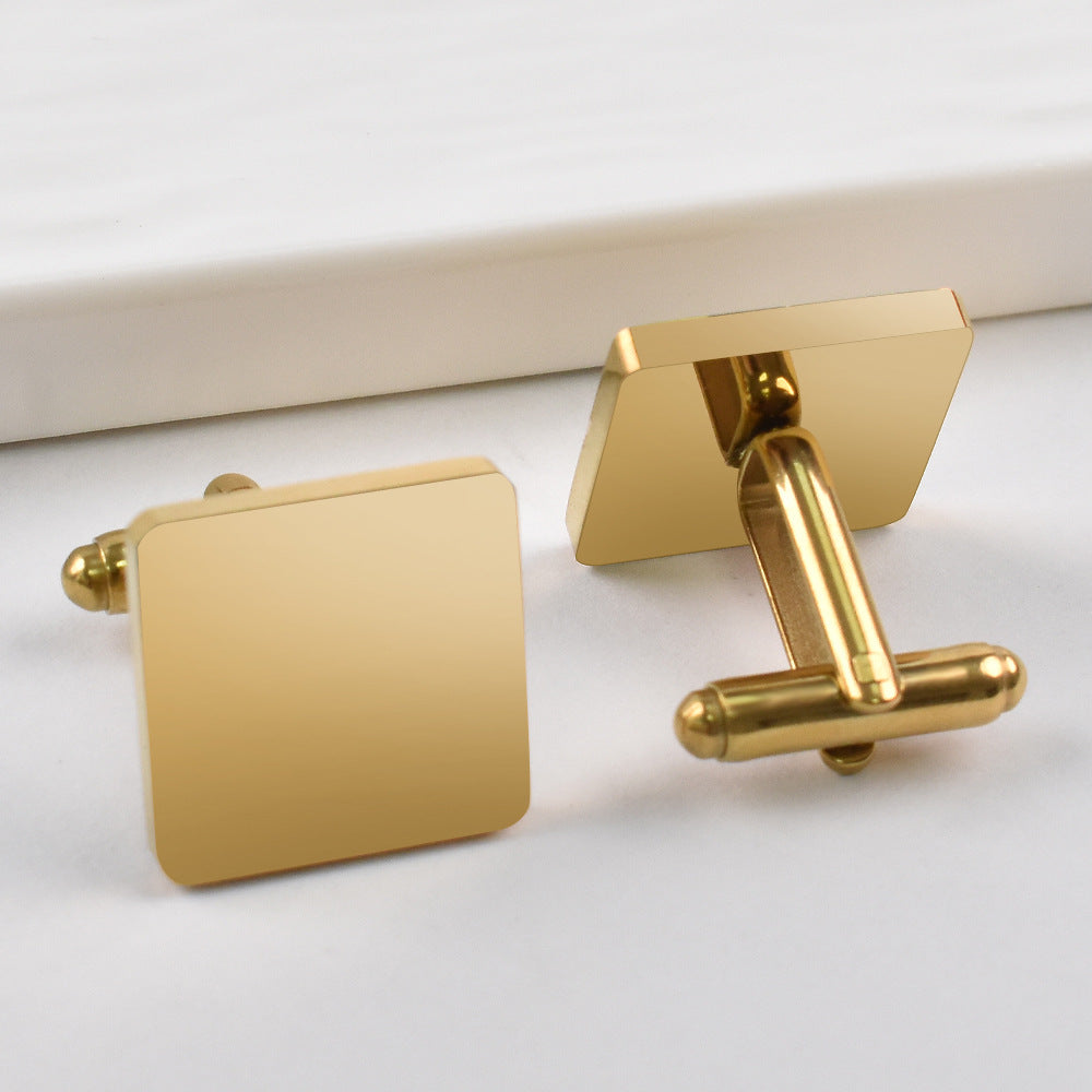 Rockyu メンズ カフスボタン 四角プレーンデザイン 鏡面仕上げ 4色展開 ビジネス＆フォーマル