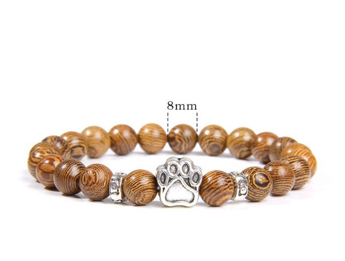 Rockyu ブレスレット メンズ レディース 数珠 ビーズ 天然石 瑪瑙 パワーストーン 犬猫足跡 開運アクセサリー