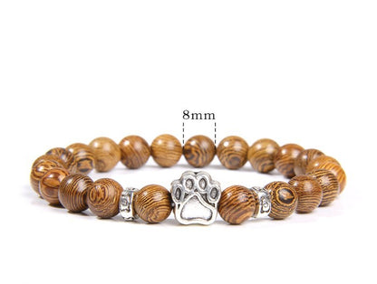 Rockyu ブレスレット メンズ レディース 数珠 ビーズ 天然石 瑪瑙 パワーストーン 犬猫足跡 開運アクセサリー