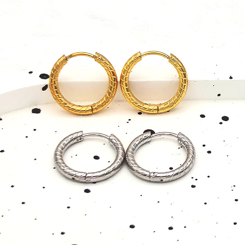 Rockyu ピアス レディース シルバー 25mm フープピアス ステンレス鋼 アレルギー対応 シンプル 凹凸デザイン