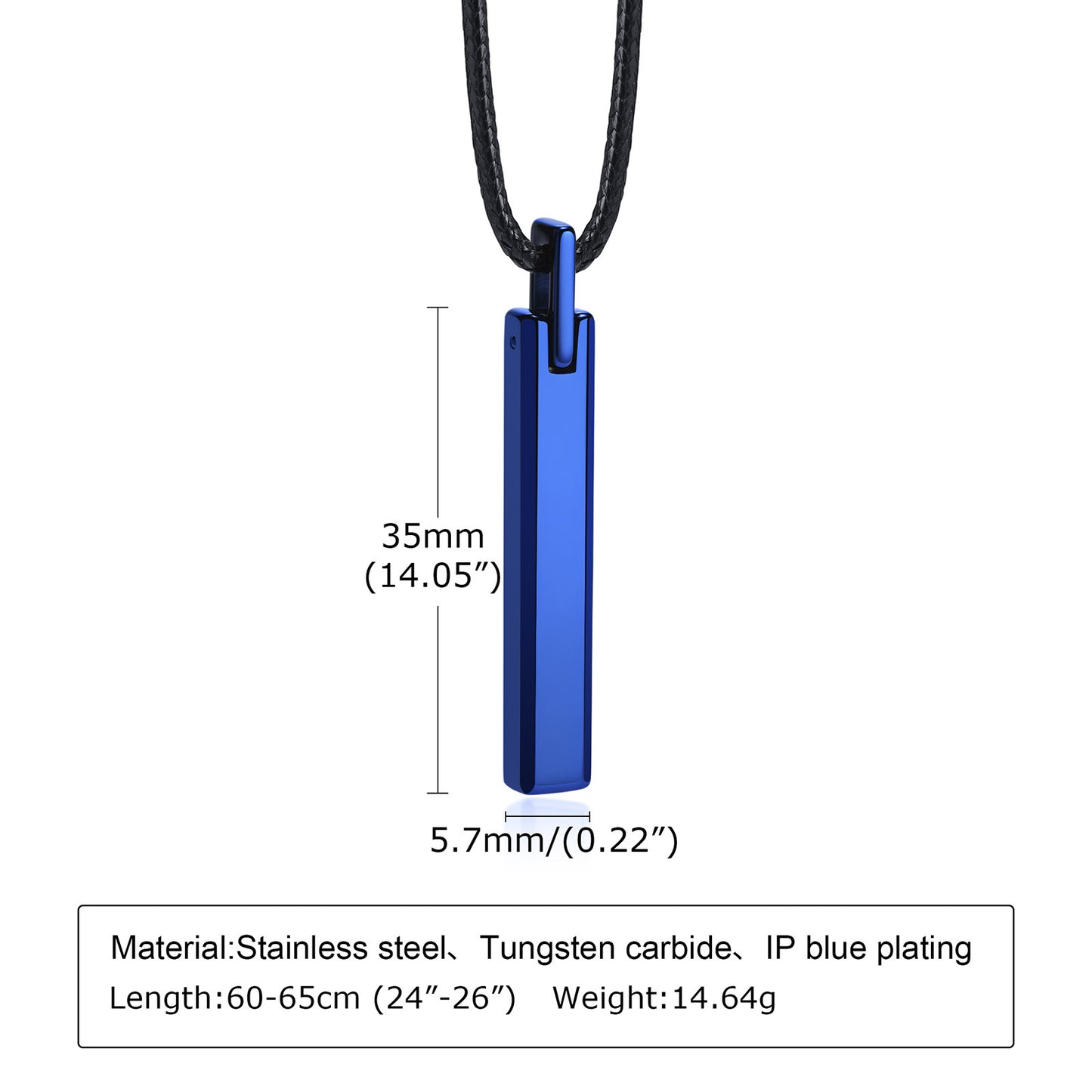 Rockyu バーネックレス メンズ タングステンスティック シンプル ペンダント
