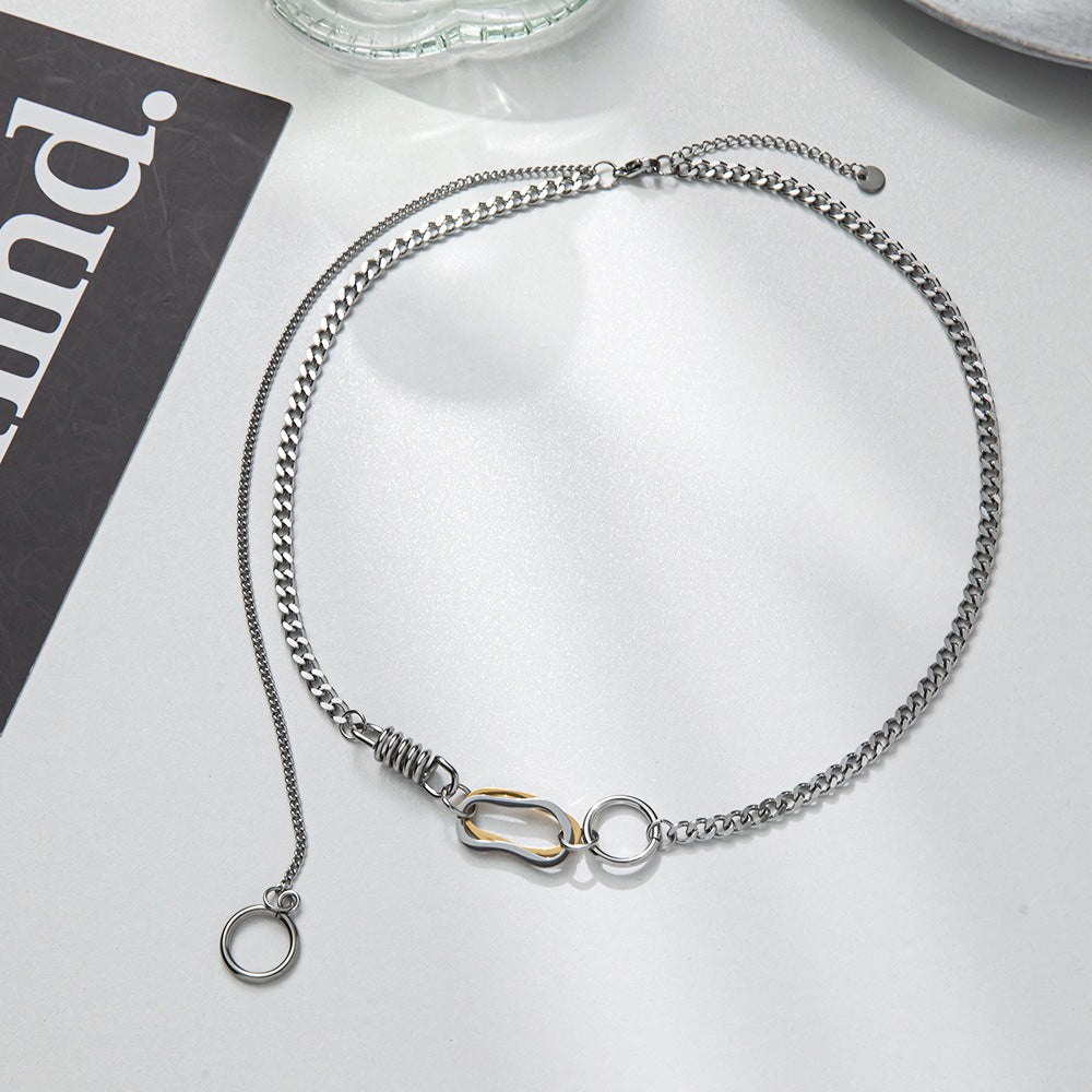 Rockyu ネックレス レディース シルバー チェーン スプリングデザイン ロック風 ヒップホップ おしゃれ アクセサリー