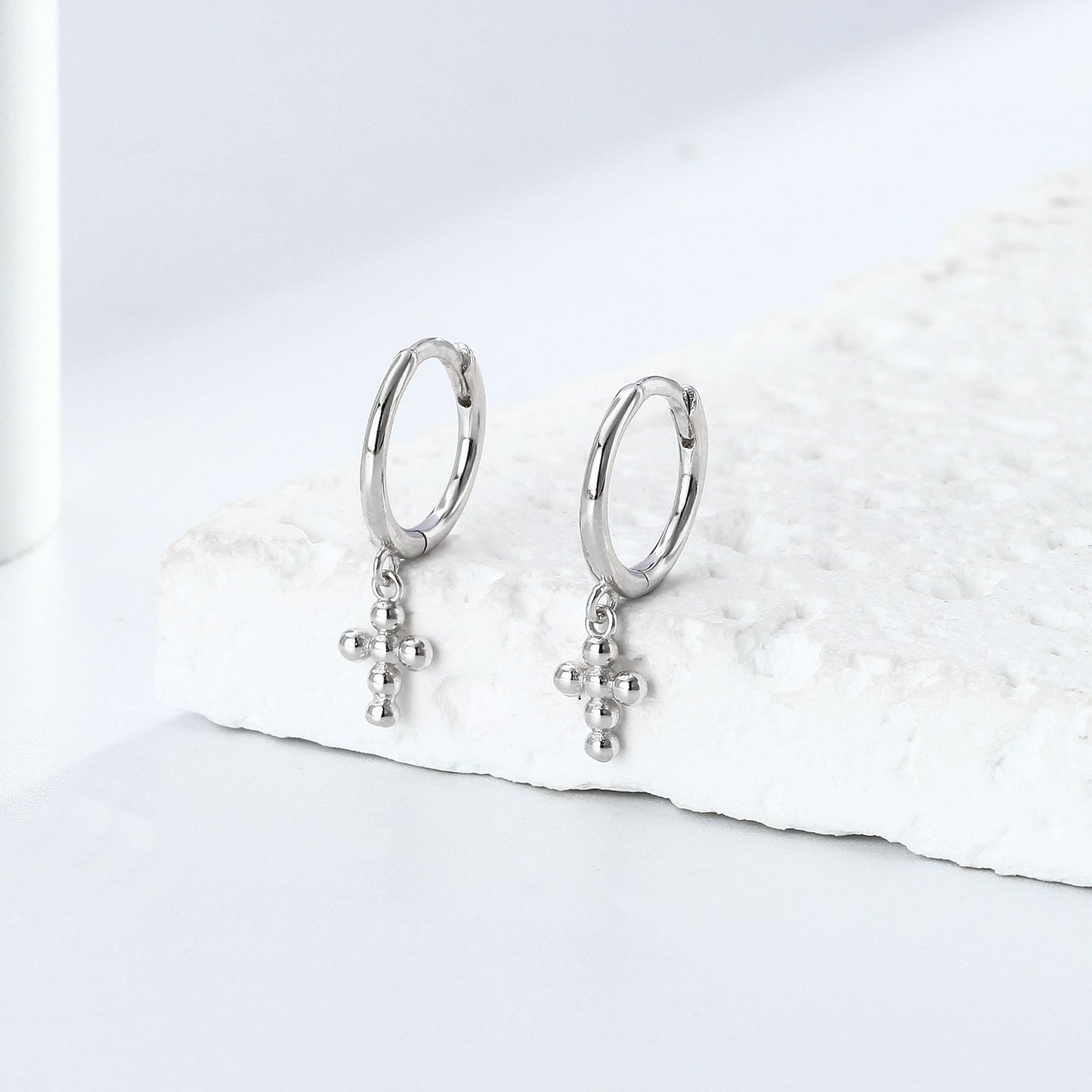 Rockyu ピアス レディース クロスフープ ゴールド&シルバー925 鏡面仕上げ アレルギー対応