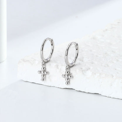 Rockyu ピアス レディース クロスフープ ゴールド&シルバー925 鏡面仕上げ アレルギー対応