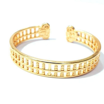 Rockyu バングル 男女兼用 そろばんデザイン シルバー＆ゴールド 開運 厄除け 中華風 アクセサリー