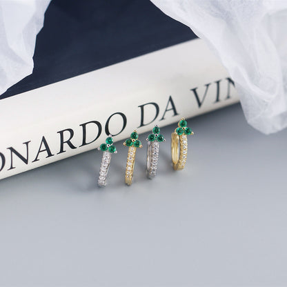 Rockyu ピアス レディース フープ リングピアス CZダイヤ 三粒ストーン 多色展開 小ぶり 上品 アクセサリー