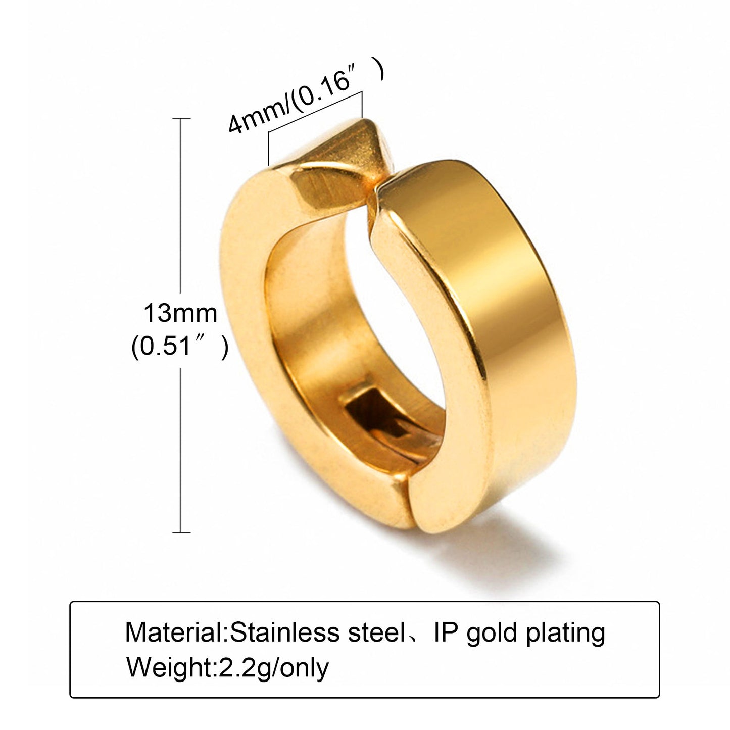 Rockyu ピアス メンズ レディース フープ シルバー ブラック ゴールド ステンレス 金属アレルギー対応