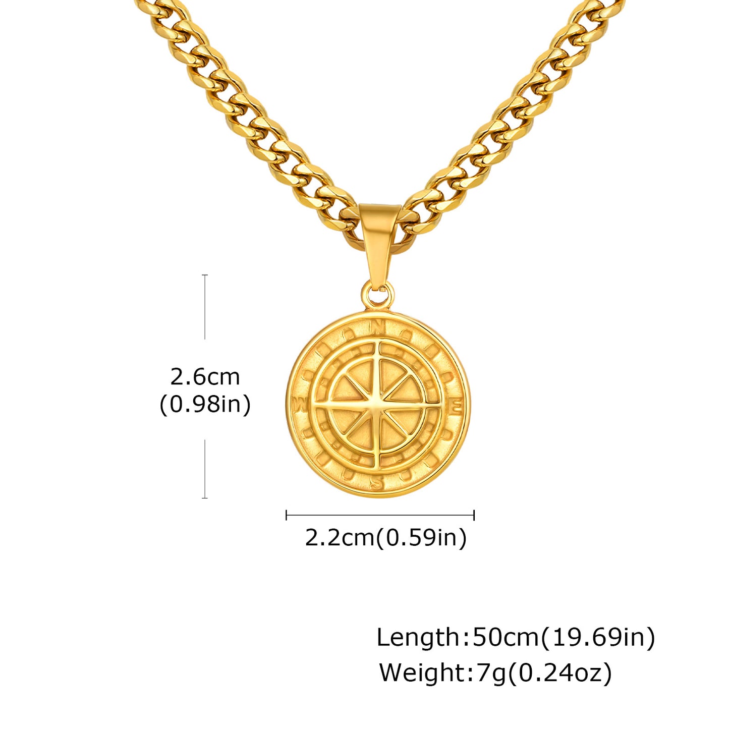 Rockyu ネックレス メンズ シルバー ゴールド ブラック コイン 星形ペンダント チタン製 アクセサリー