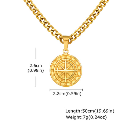 Rockyu ネックレス メンズ シルバー ゴールド ブラック コイン 星形ペンダント チタン製 アクセサリー