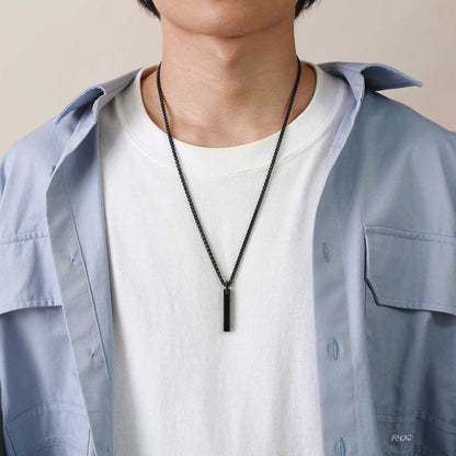 Rockyu バーネックレス メンズ タングステン 鏡面仕上げ スティックペンダント アレルギー対応