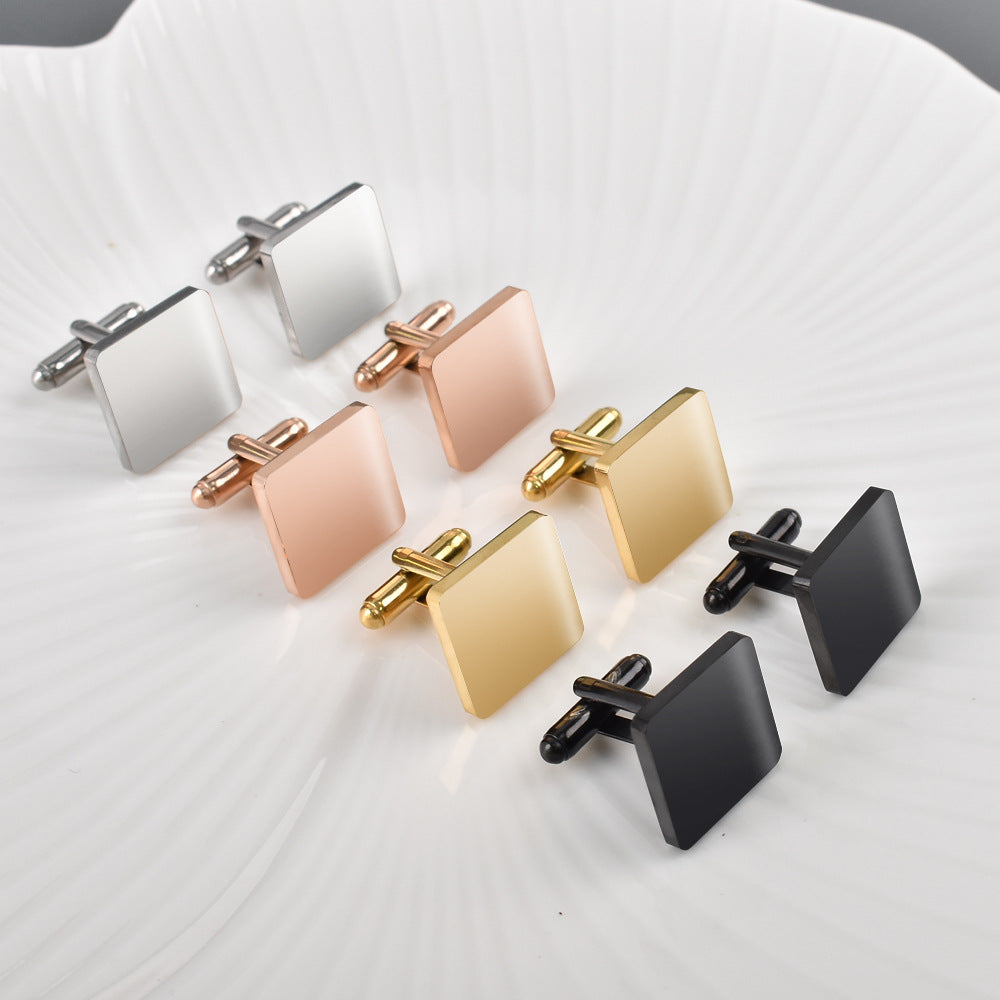 Rockyu メンズ カフスボタン 四角プレーンデザイン 鏡面仕上げ 4色展開 ビジネス＆フォーマル