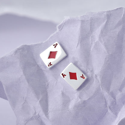 Rockyu ピアス メンズ レディース トランプカード シルバー925 スタッド アクセサリー