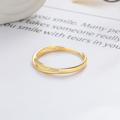 Rockyu クロス風テクスチャリング レディース 18K仕上げ フリーサイズ シンプルリング