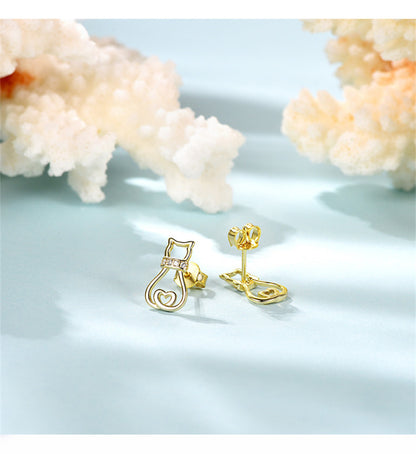 Rockyu 猫モチーフ シルバー925 ピアス レディース｜キュートで上品なハワイアン風アクセサリー