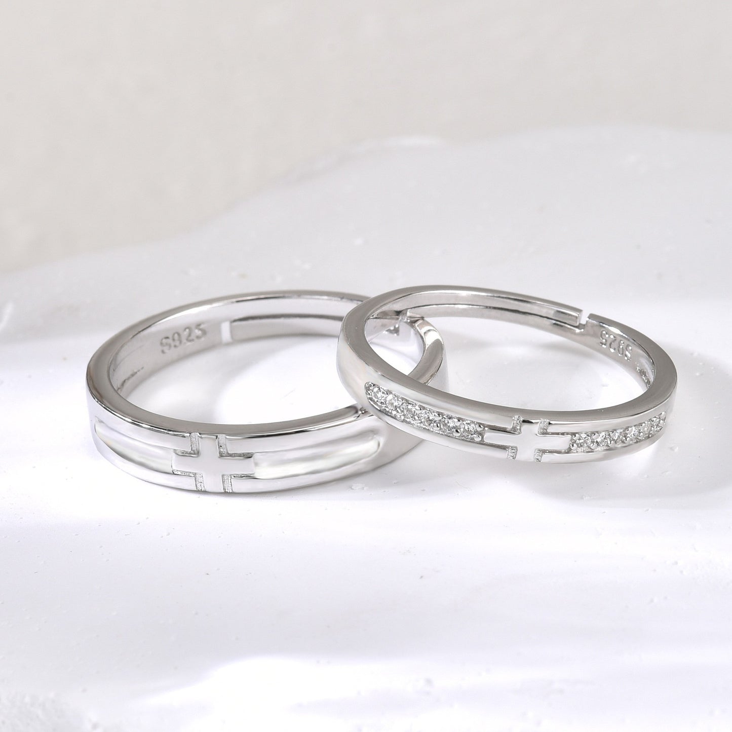 Rockyu 指輪 メンズ レディース ペアリング シルバー925 クロスデザイン フリーサイズ 純銀製