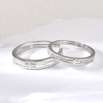 Rockyu 指輪 メンズ レディース ペアリング シルバー925 クロスデザイン フリーサイズ 純銀製