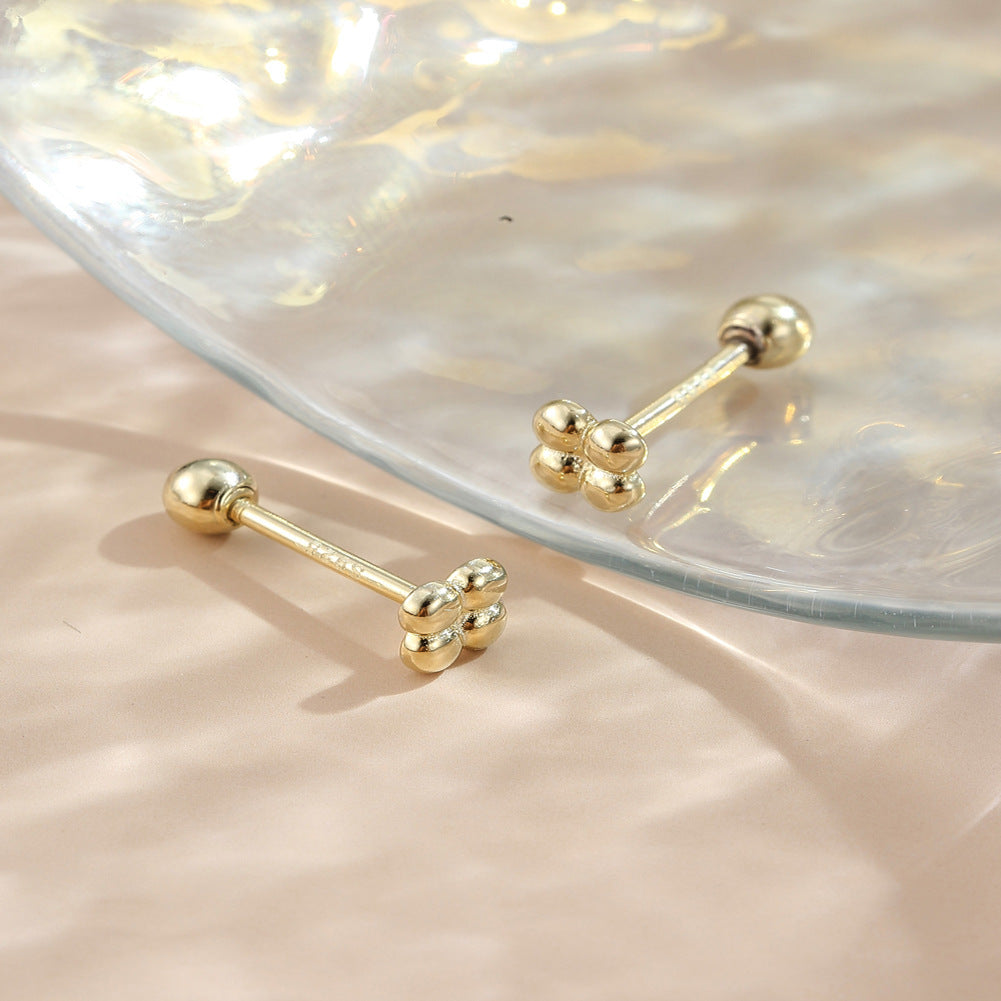 Rockyu レディースピアス シルバー925 ピンクゴールド 軟骨 トラガス 数珠デザイン 金属アレルギー対応