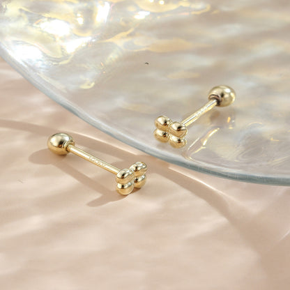 Rockyu レディースピアス シルバー925 ピンクゴールド 軟骨 トラガス 数珠デザイン 金属アレルギー対応