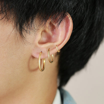 Rockyu フープピアス レディース メンズ ユニセックス シンプル ゴールド＆シルバー 11mm〜30mm