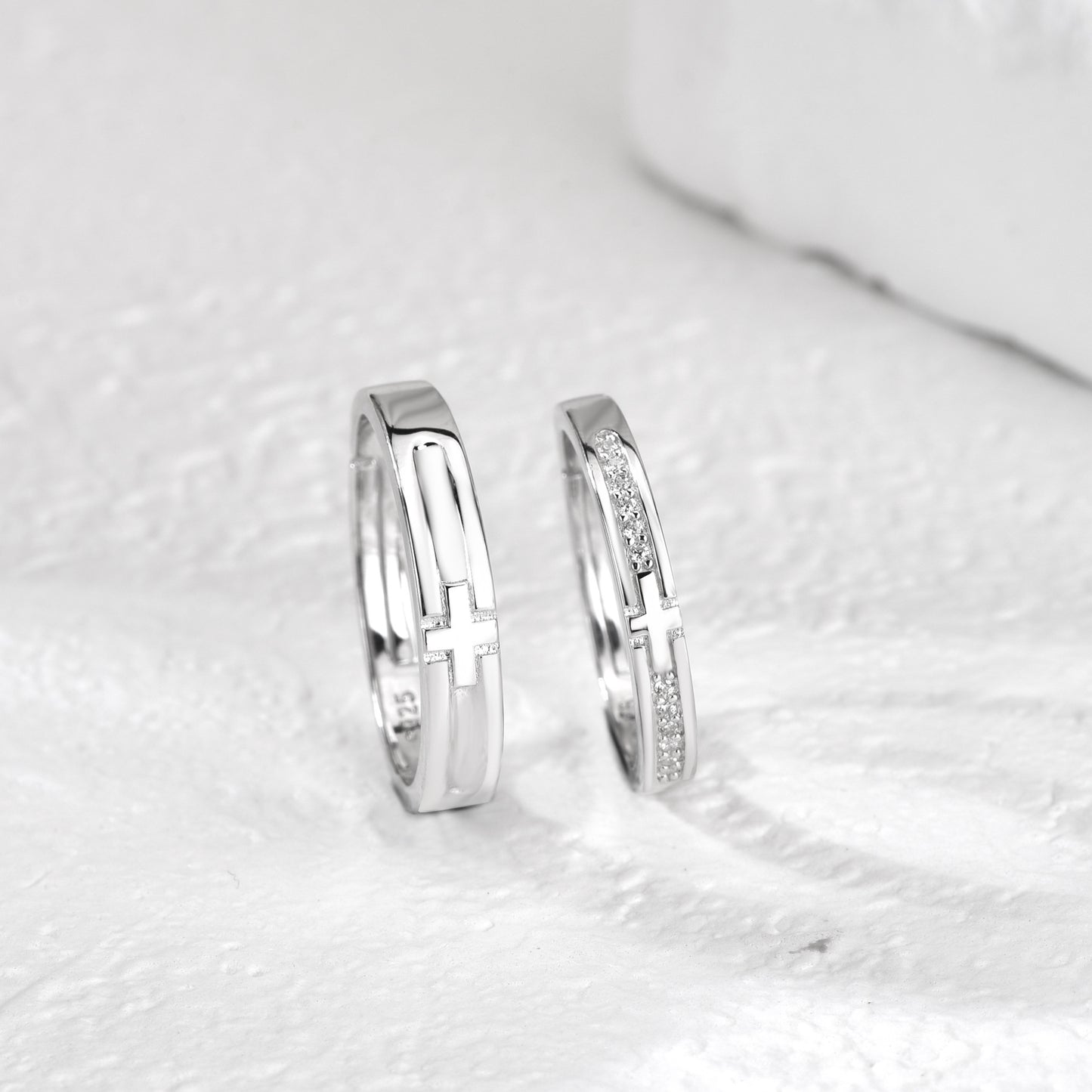 Rockyu 指輪 メンズ レディース ペアリング シルバー925 クロスデザイン フリーサイズ 純銀製