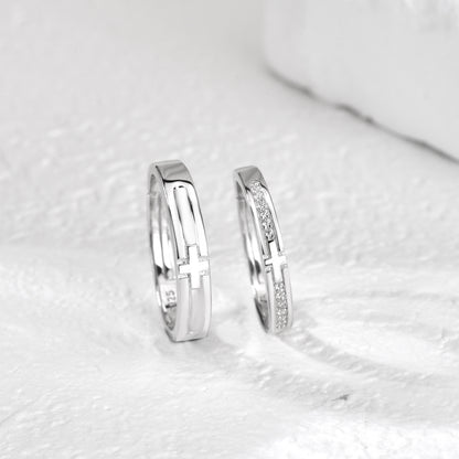 Rockyu 指輪 メンズ レディース ペアリング シルバー925 クロスデザイン フリーサイズ 純銀製