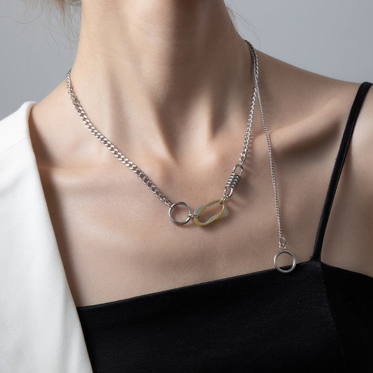 Rockyu ネックレス レディース シルバー チェーン スプリングデザイン ロック風 ヒップホップ おしゃれ アクセサリー