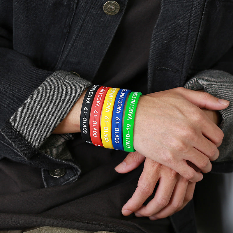 Rockyu シリコンブレスレット マルチカラー 男女兼用 刻印入り おしゃれ アクセサリー