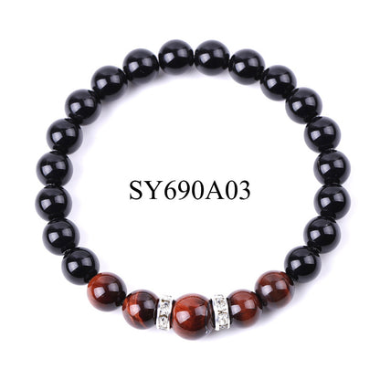 Rockyu パワーストーンブレスレット メンズ レディース 虎目石 厄除け 数珠 天然石ビーズアクセサリー