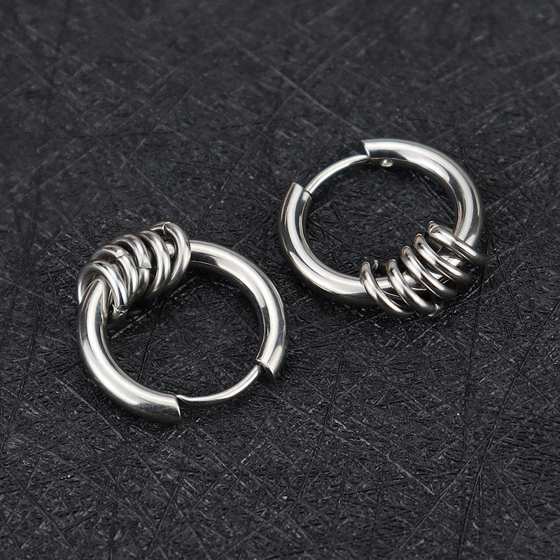 Rockyu メンズピアス フープ サークル ステンレス製 シルバー ゴールド ブラック 両耳用 アレルギー対応 おしゃれ プレゼント