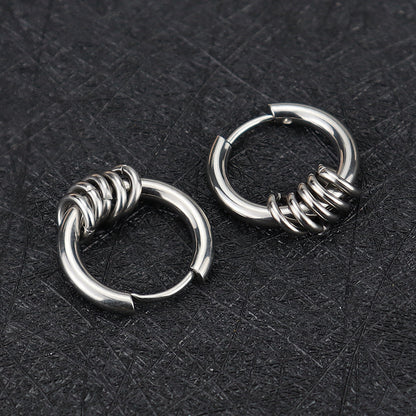 Rockyu メンズピアス フープ サークル ステンレス製 シルバー ゴールド ブラック 両耳用 アレルギー対応 おしゃれ プレゼント