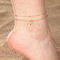 Rockyu 猫の肉球チャーム アンクレット｜ゴールド二連チェーンで魅せる足元