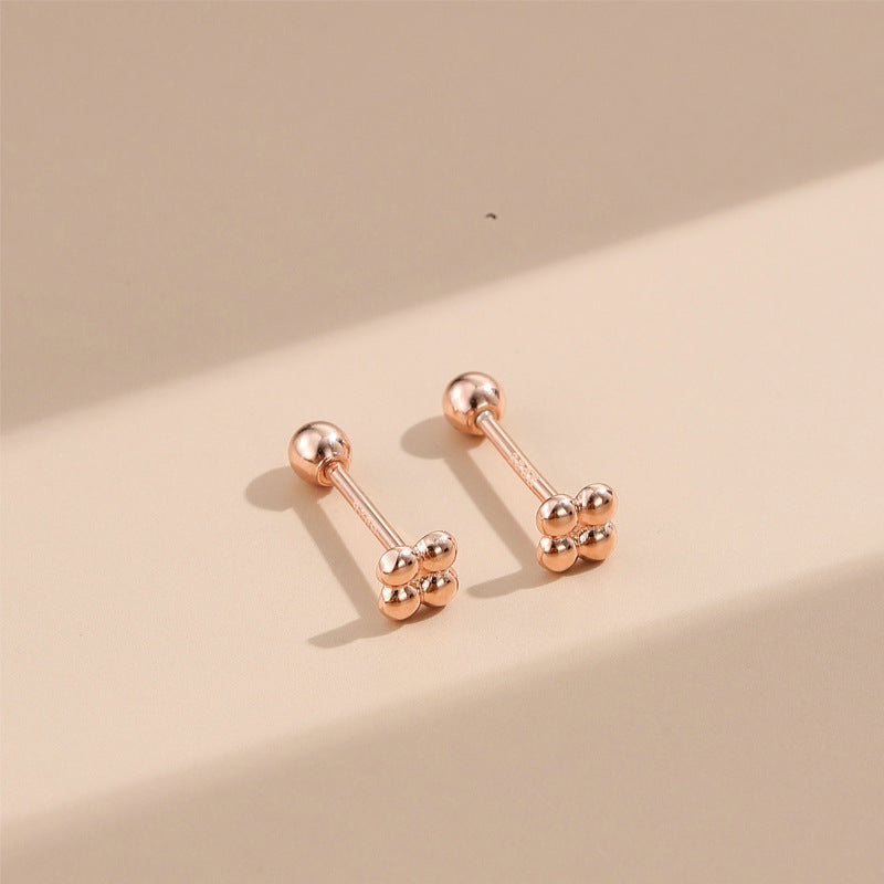 Rockyu レディースピアス シルバー925 ピンクゴールド 軟骨 トラガス 数珠デザイン 金属アレルギー対応