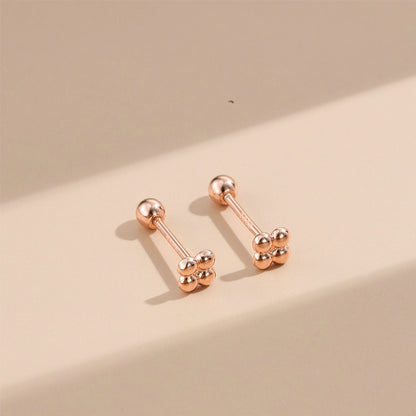 Rockyu レディースピアス シルバー925 ピンクゴールド 軟骨 トラガス 数珠デザイン 金属アレルギー対応