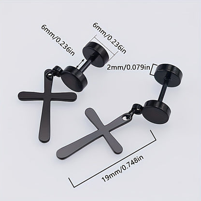 Rockyu ピアス メンズ レディース クロス アンク 十字架 ステンレス シルバー ゴールド アレルギー対応