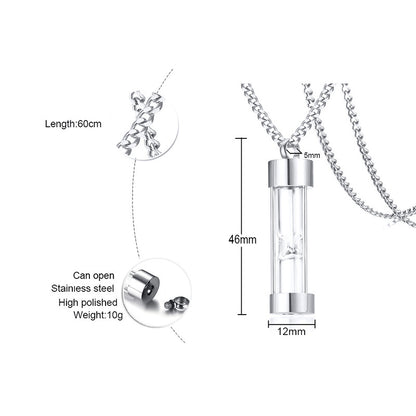 Rockyu 砂時計メモリアルネックレス メンズ レディース