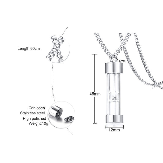 Rockyu 砂時計メモリアルネックレス メンズ レディース