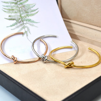 Rockyu ステンレス バングル レディース 結びデザイン ニューヨークスタイル シンプル