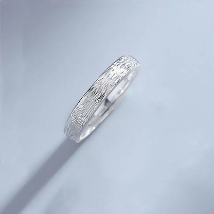 Rockyu ペアリングセット シルバー925 木目調デザイン カップル用フリーサイズ