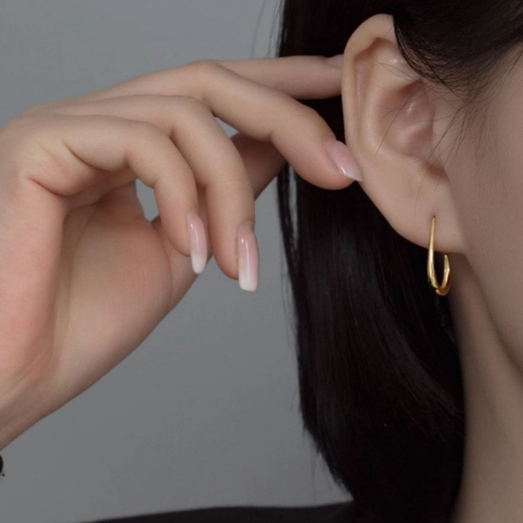 Rockyu ピアス レディース 雫型 シンプル K18コーティング 金属アレルギー対応