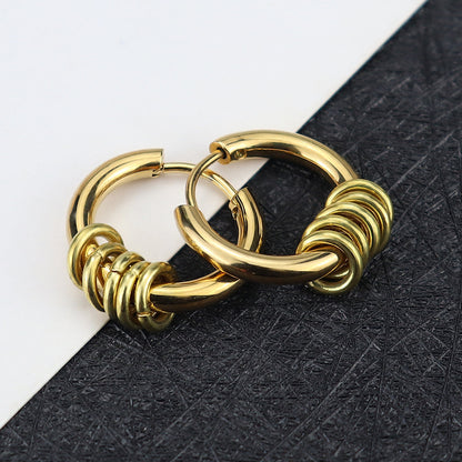 Rockyu メンズピアス フープ サークル ステンレス製 シルバー ゴールド ブラック 両耳用 アレルギー対応 おしゃれ プレゼント