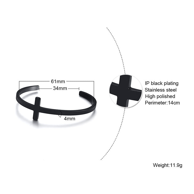 Rockyu バングル メンズ レディース クロスデザイン ステンレス ブレスレット ゴールド シルバー ブラック 金属アレルギー対応