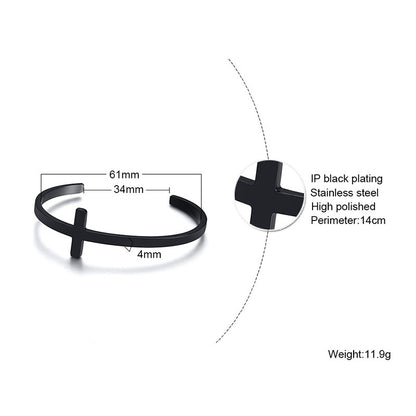 Rockyu バングル メンズ レディース クロスデザイン ステンレス ブレスレット ゴールド シルバー ブラック 金属アレルギー対応