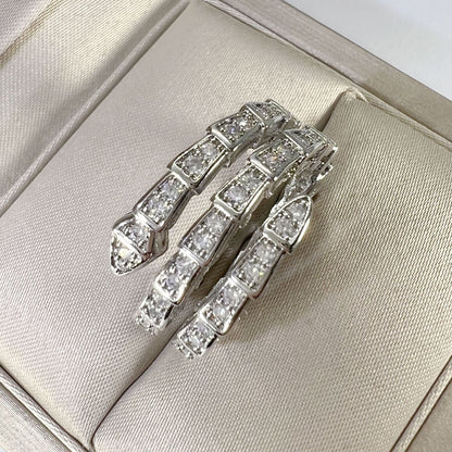 Rockyu スネークリング レディース フリーサイズ ジルコニア 蛇指輪 金属アレルギー対応