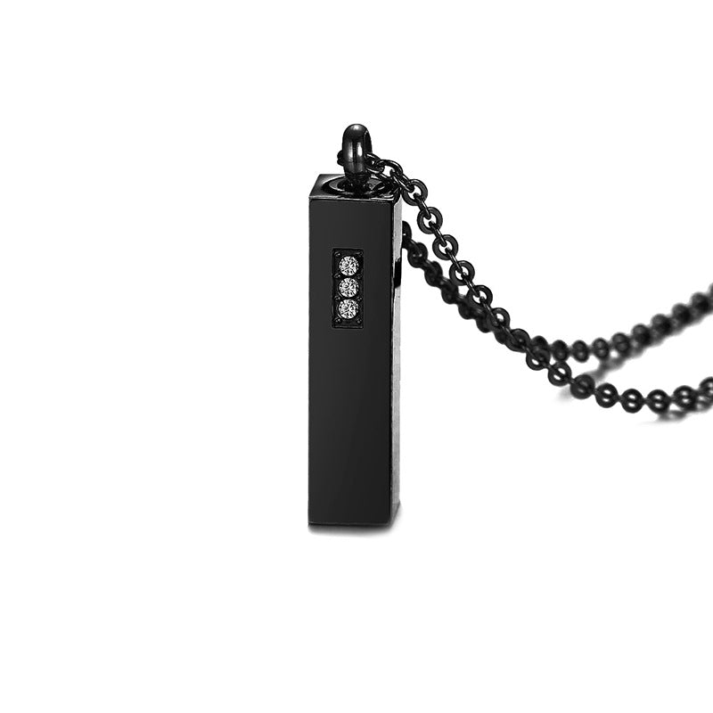 Rockyu メモリアルネックレス スティック型 遺骨ペンダント ジルコニア入り ステンレス製 3色展開