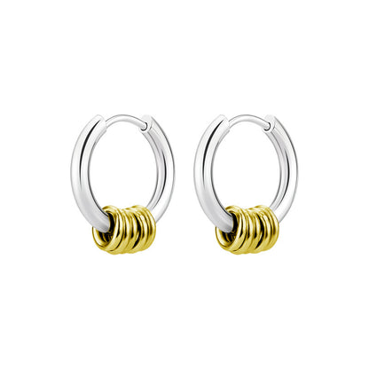 Rockyu メンズピアス フープ サークル ステンレス製 シルバー ゴールド ブラック 両耳用 アレルギー対応 おしゃれ プレゼント