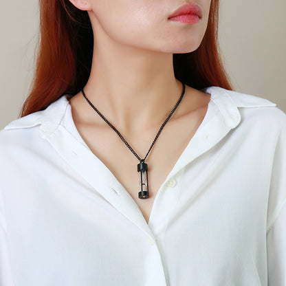 Rockyu 砂時計メモリアルネックレス メンズ レディース