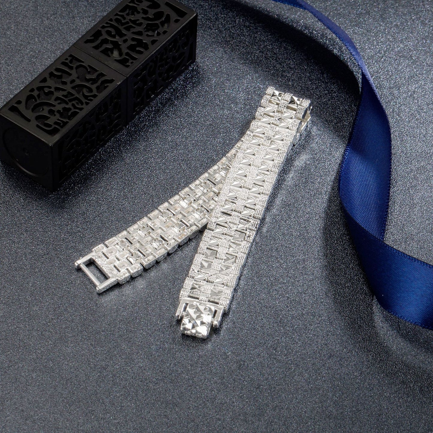 Rockyu メンズ ブレスレット 幅広 18K ゴールド ステンレス おしゃれ ジュエリー 豪華 ゴールドカラー シルバー選択可