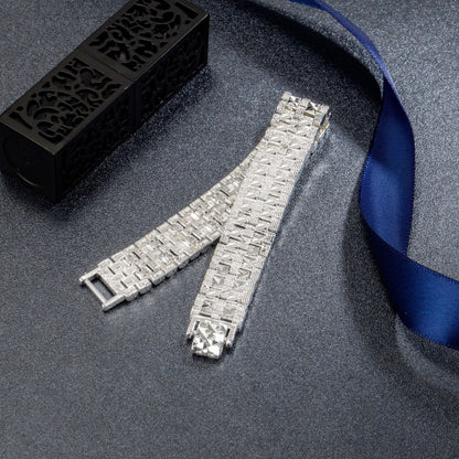 Rockyu メンズ ブレスレット 幅広 18K ゴールド ステンレス おしゃれ ジュエリー 豪華 ゴールドカラー シルバー選択可