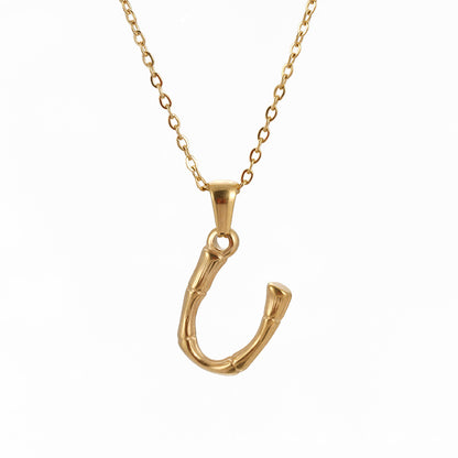 Rockyu ネックレス レディース ゴールド 18金 女性用 アルファベット ペンダント イニシャルネックレス 細い 鎖骨チェーン 恋人 記念 ファッションアクセサリー